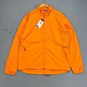 Clique Softshell Jacket Mens Large Orange Full Zip Reflective Piping NWT